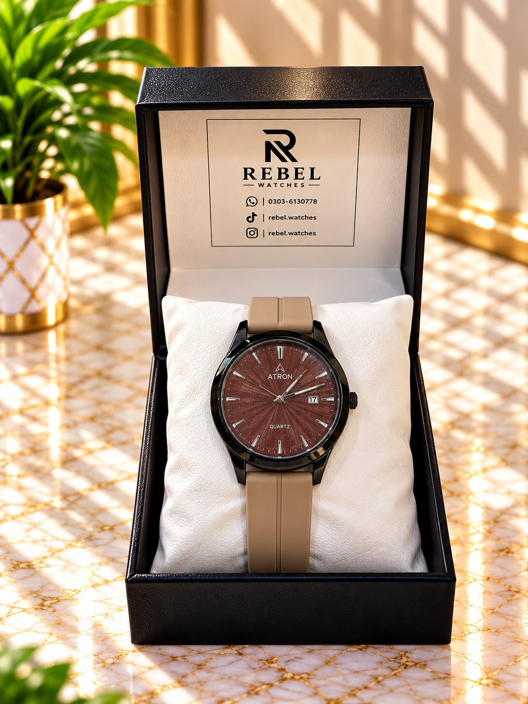 Atron Classic Rubber Strap Watch