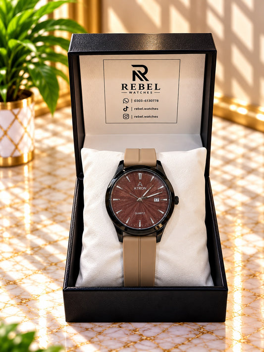 Atron Classic Rubber Strap Watch
