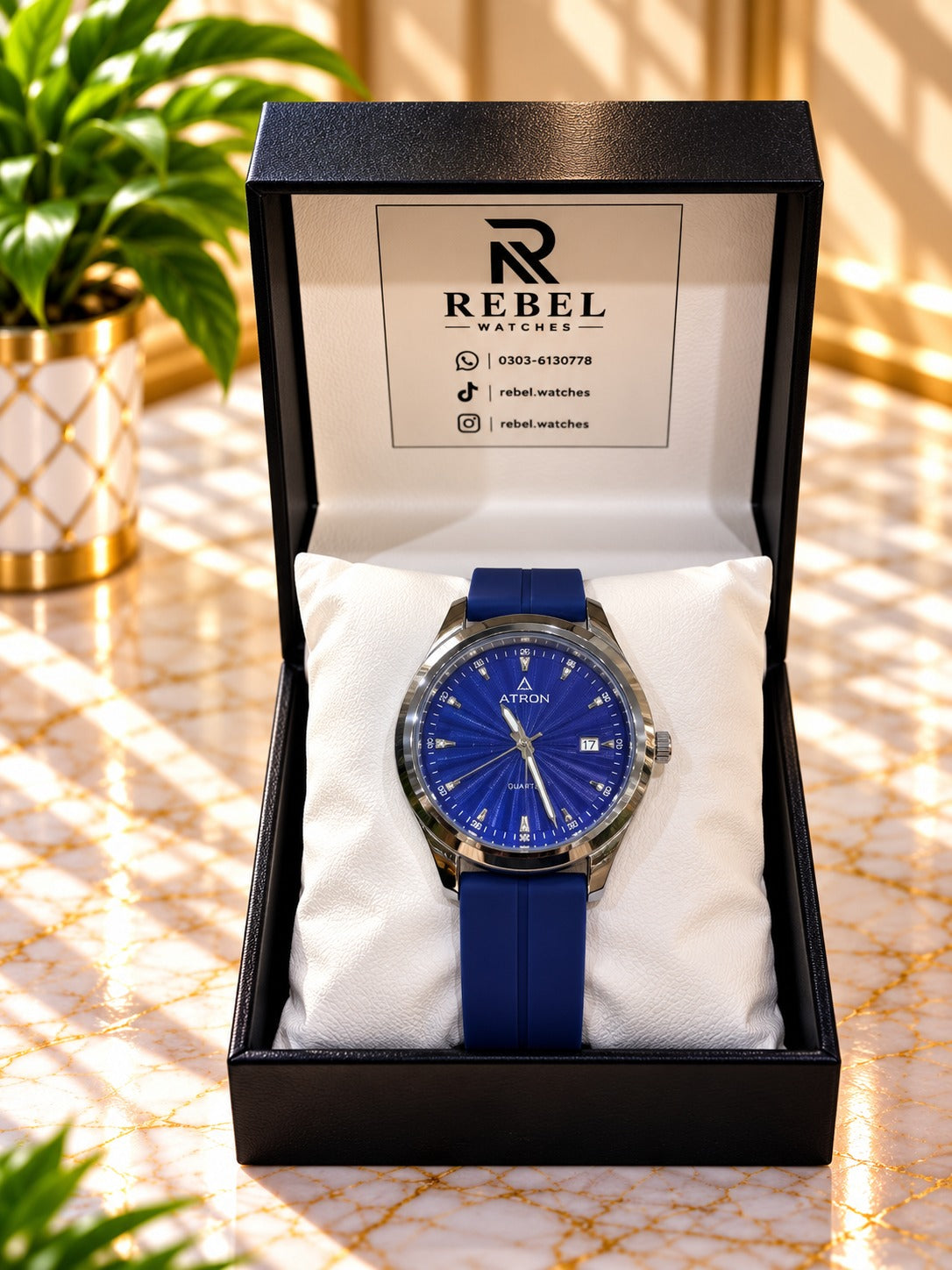 Atron Classic Rubber Strap Watch