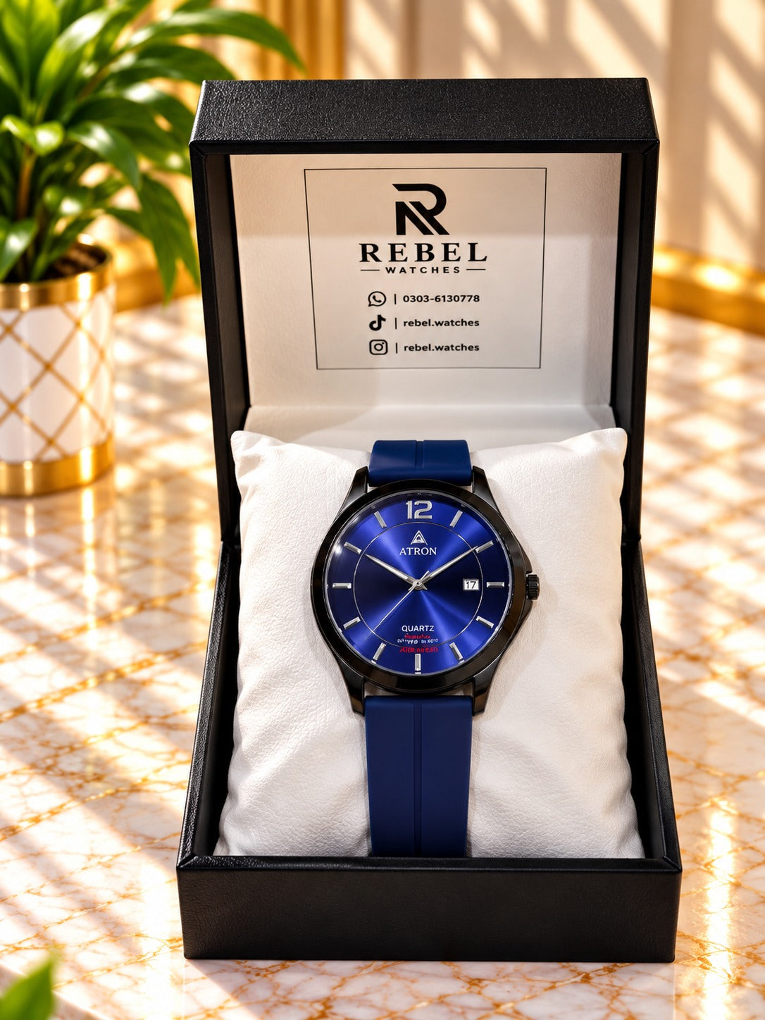 Atron Classic Rubber Strap Watch