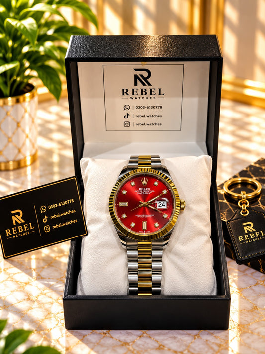 Rolex Datejust Two-Tone Red Dial
