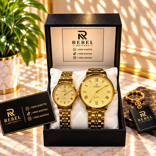 Atron Golden Couple Watch Set