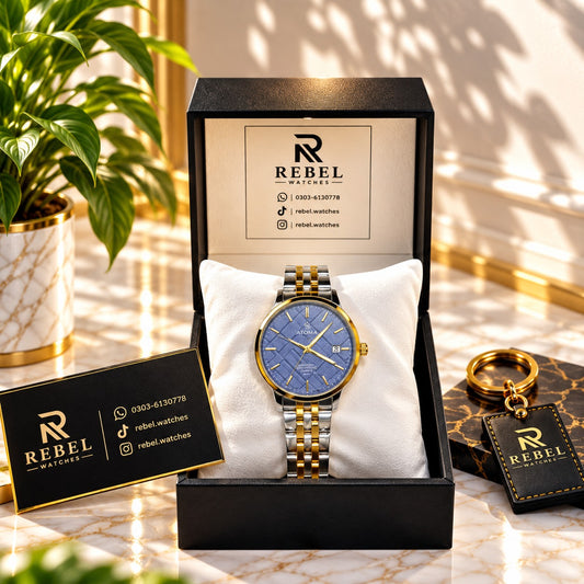 Atoma Classic Two-Tone Blue Dial Watch